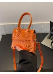 قطعة واحدة حقيبة الكتف المربعة الصغيرة ذات موحد اللون بنقشة تمساح على الطراز الغربي ذات طابع شخصي عصري، مناسب