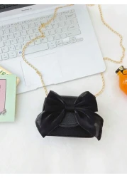 1pc Fashion Children s Bag Girl Bow Crossbody Bag Cute Princess Style Coin Purse Pu Material Magnetic Buckle Closure With A Sweet Bow Pattern Crossbody Bag Suitable For Girls To Go Shopping Attend Par