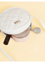 1pc Metal Bow Quilted Minimalist Versatile Lightweight Round Shoulder Crossbody Bag Mini Small Casual Pouch For Outing Coin Purse