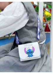Disney 1pc Disney Stitch Cartoon Fashion Kids One Shoulder Crossbody Snack Bag Cute Stylish For Girls