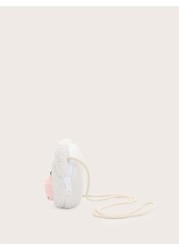 1pc Plush White Bear Shoulder Bag With Zipper Closure Suitable For Boys Girls Casual Daily Outfit
