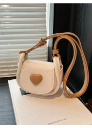Mini Fashion Diagonal Crossbody Bag Minimalist Heart Shaped Saddle Bag
