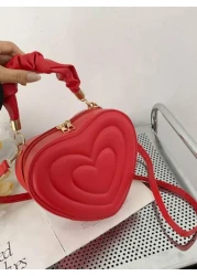 زجانة حمل صغيرة على شكل قلب عالية الجودة للبنات ، بطراز أنيق وحلو ، حقيبة حمل يدوية أو على الكتف ، بطراز كوليجي