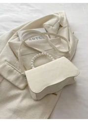 حقيبة يد وكتف بتصميم اللون الأحادي ذات نسيج فراشة جذّاب موديل 2025 ذات طابع أنيق وطازج، حقيبة مربعة صغيرة مطعمة