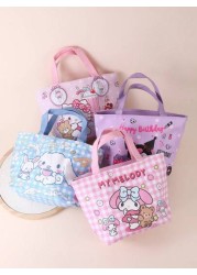 Sanrio 1 حقيبة غداء عازلة للحرارة بشكل فتاة كرتونية كيوت من ساريو، حقيبة صندوق بنتو كبيرة السعة لطالب كورومي وباش
