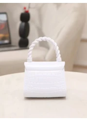 Pearl Decor Handbag Animal Print Shoulder Crossbody Lip Gloss Bag For Coins Keys