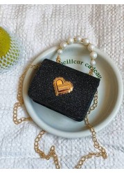 Rhombic Fashion Mini Pearl Chain Handbag Mini Children s Shoulder Bag Square Mini Bag