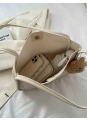 حقيبة سيدة كاجوال متطابقة مع كل الملابس, من جلد PU باللون الأحادي والحياكة، سعة كبيرة، حقيبة يد، حقيبة كتف، حقي