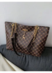 Fashion Metallic Deer Hanging Ornament High Capacity Chain Shoulder Bag Crossbody Bag Handheld Bag Featuring Rhinestone Flower Vintage Floral Pattern Casual Tote Suitable For Office Commuting Outdoors