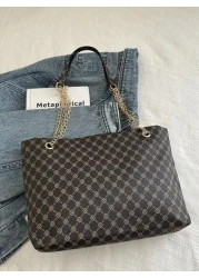 Large Capacity Bag 2024 New Women Bag Fashionable Commuter Retro Chain Mother Handheld Shoulder Shopping Bag Printed Tote Bag Old Money Style Women BagSchool Bag Back To School Backpack Large Capacity