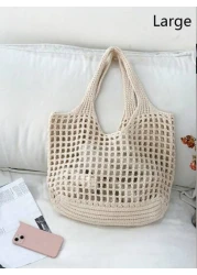 ENBEI Lightweight Casual Women s Minimalist Large Capacity Hollow Out Woven Shopping Bag Crochet Bag Mothers Day Gift For Mom Large Capacity Tote Bag For Travel School Bag