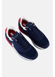 U.S. Polo Assn. حذاء كاجوال رجالي من الجلد المدبوغ الصديق للبيئة برباط، أزرق داكن