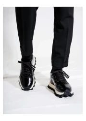 Tetri حذاء Venom Model مصنوع يدويًا من الجلد الطبيعي للرجال باللون الأسود بنعل خاص - حذاء رياضي للرجال