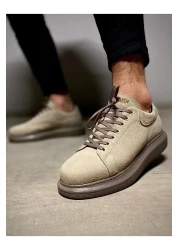 KN Fashion حذاء رياضي رجالي Mp044 Vt مصنوع من الجلد السويدي ذو رباط عالي/سميك ونعل أسمر ضارب للصفرة