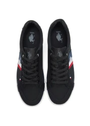 U.S. Polo Assn. حذاء رياضي رجالي أسود منخفض الرقبة، حذاء كاجوال خفيف الوزن لمظهر كلاسيكي