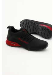 Tonny Black حذاء رياضي رجالي باللون الأسود والأحمر مريح بنعل حراري ورباط