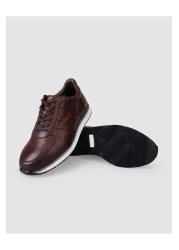 Cabani حذاء رياضي رجالي برباط من الجلد الطبيعي 100% باللون البني