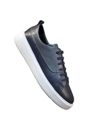 Greyybull Shoes Navy Blue Leather Sneaker Men's Shoes