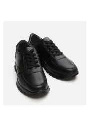 Hotiç حذاء رياضي جلد طبيعي أسود للرجال