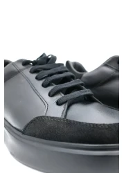 Elevold حذاء رياضي أسود من الجلد الطبيعي للرجال بطول 7 سم