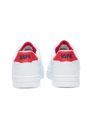 U.S. Polo Assn. حذاء رياضي رجالي منخفض الرقبة باللونين الأبيض والأحمر - تصميم خفيف الوزن برباط، مريح للملابس اليومية