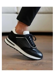 Tetri حذاء رياضي جلد طبيعي أسود للرجال - موديل بيدرو