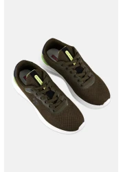 U.S. Polo Assn. حذاء كاجوال رجالي برباط وشعار العلامة التجارية، زيتوني