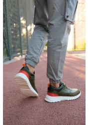 Riccon حذاء رياضي رجالي برباط باللون البرتقالي الكاكي0012420