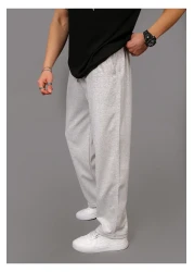 INFLUYENTE بنطال رياضي رجالي من Karmelange فضفاض من قماش بيكيه بخصر مطاطي وتفاصيل جيب