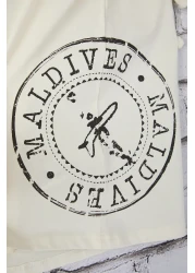  Collection Ecru Oversize/Wide Cut Tropical Printed 100% Cotton T-Shirt Tmnss25Ts00219