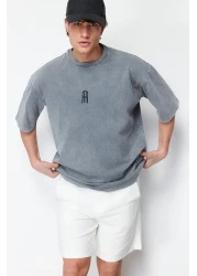  Collection Gray Pale Effect Oversize Cotton T-shirt - TMNSS24TS00146