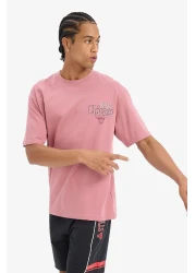 Defacto Fit Nba Chicago Bulls Boxy Fit Crew Neck Back Printed Short Sleeve T-Shirt E2184Ax25Sm