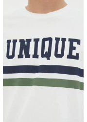  Collection تي شيرت قطن أبيض مطبوع للكلية - مقاس عادي TMNSS20TS1836