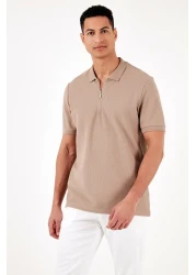 Buratti تي شيرت بولو رجالي من القطن بقصة عادية وسحاب وياقة بولو5902434
