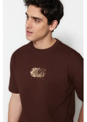  Collection Comfortable Fit Printed Brown Cotton T-Shirt - TMNSS23TS00261