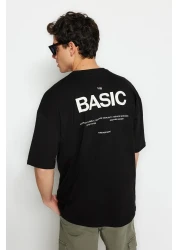  Collection Text Printed Black Oversize Cotton T-Shirt - TMNSS23TS00263