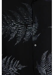  Collection قميص أبيش أسود فضفاض بياقة - مقاس عادي، كم قصير TMNSS20GO0574