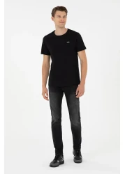 U.S. Polo Assn. تي شيرت أسود أساسي برقبة دائرية للرجال 50284640 -vr046