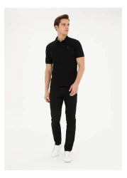 U.S. Polo Assn. الولايات المتحدة الأمريكية بولو Assn.تي شيرت رجالي أسود بقصة ضيقة GTP04IY024 DMLS