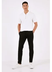 Buratti تي شيرت بولو رجالي من القطن بقصة عادية وسحاب وياقة بولو5902434