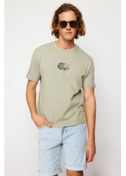  Collection تي شيرت قطني مطبوع بالنعناع كبير الحجم - TMNSS23TS00261