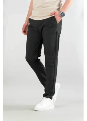 bombe Men's Smoked Flexible Lycra Ankle Length Casual Comfortable Side Pocket Fabric Trousers