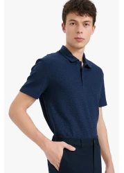 Defacto Regular Fit Polo Neck Textured Basic Plain Short Sleeve T-Shirt B4939Ax25Sm