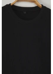  Collection Crew Neck Black Cotton T-Shirt - Tmnss25Ts00062