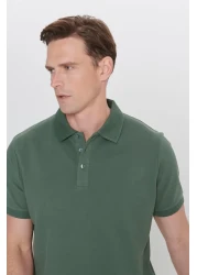 Altınyıldız Classics تي شيرت رجالي من القطن باللون الكاكي بقصة ضيقة وياقة بولو - غير قابل للتجعيد