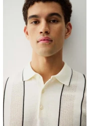 H&M Regular Fit Pointelle-knit polo shirt