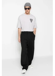  Collection Black Wide Leg Loose Fabric Baggy Pants Tmnss23Pl00039