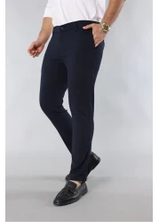 MY VİNTAGE Men's Slim Fit Trousers Navy Blue