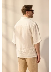  Collection Ecru Limited Edition 100% Linen Oversize Fit Shirt (Tmnss24Go00059)