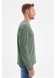  Collection Dark Green Long Sleeve 100% CoTTon T-Shirt - Regular FiT TMNAW21TS0208